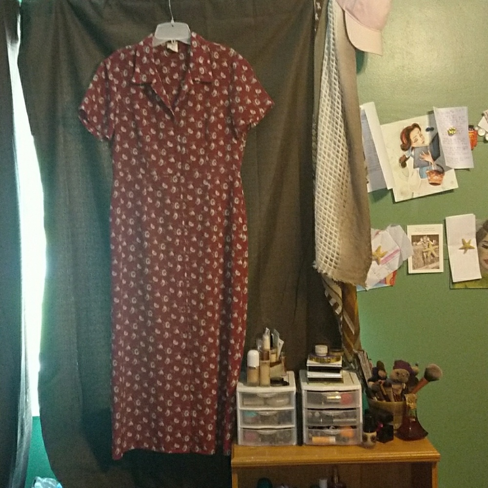 Vintage red/floral maxi dress size M!!!